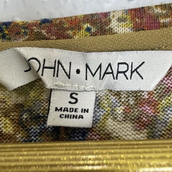 John Mark Floral Tunic Top Small Brown Asymmetric Hem Sheer Artsy Lagenlook Boho - Picture 6 of 8